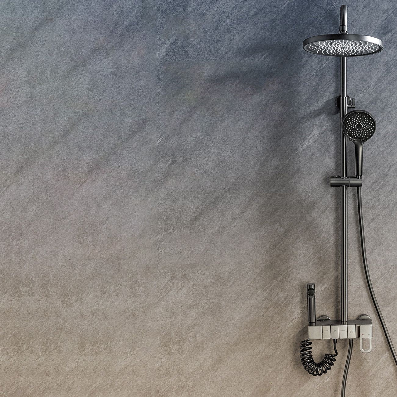 Wall Mounted Shower Adjustable Arm Shower Faucet Metal Shower System with Slide Bar Clearhalo 'Bathroom Remodel & Bathroom Fixtures' 'Home Improvement' 'home_improvement' 'home_improvement_shower_faucets' 'Shower Faucets & Systems' 'shower_faucets' 'Showers & Bathtubs Plumbing' 'Showers & Bathtubs' 6399420