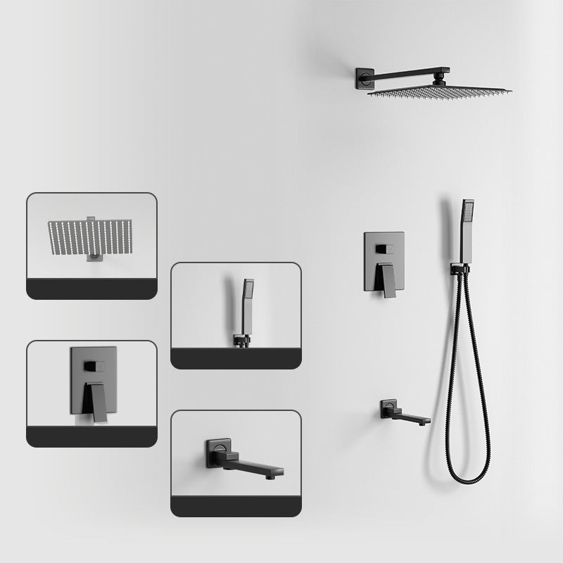 Modern Pressure Balanced Diverter Valve Shower Faucet Metal Shower System on Wall Black 3 Clearhalo 'Bathroom Remodel & Bathroom Fixtures' 'Home Improvement' 'home_improvement' 'home_improvement_shower_faucets' 'Shower Faucets & Systems' 'shower_faucets' 'Showers & Bathtubs Plumbing' 'Showers & Bathtubs' 6399426