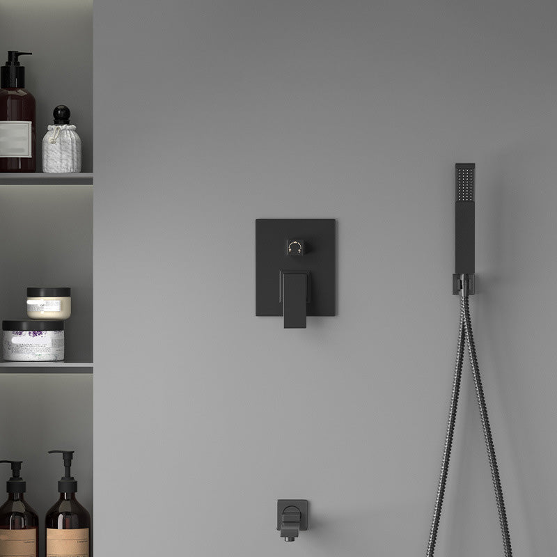 Modern Pressure Balanced Diverter Valve Shower Faucet Metal Shower System on Wall Clearhalo 'Bathroom Remodel & Bathroom Fixtures' 'Home Improvement' 'home_improvement' 'home_improvement_shower_faucets' 'Shower Faucets & Systems' 'shower_faucets' 'Showers & Bathtubs Plumbing' 'Showers & Bathtubs' 6399428
