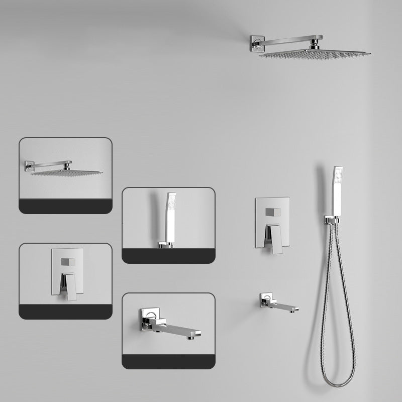 Modern Pressure Balanced Diverter Valve Shower Faucet Metal Shower System on Wall Silver 3 Clearhalo 'Bathroom Remodel & Bathroom Fixtures' 'Home Improvement' 'home_improvement' 'home_improvement_shower_faucets' 'Shower Faucets & Systems' 'shower_faucets' 'Showers & Bathtubs Plumbing' 'Showers & Bathtubs' 6399431