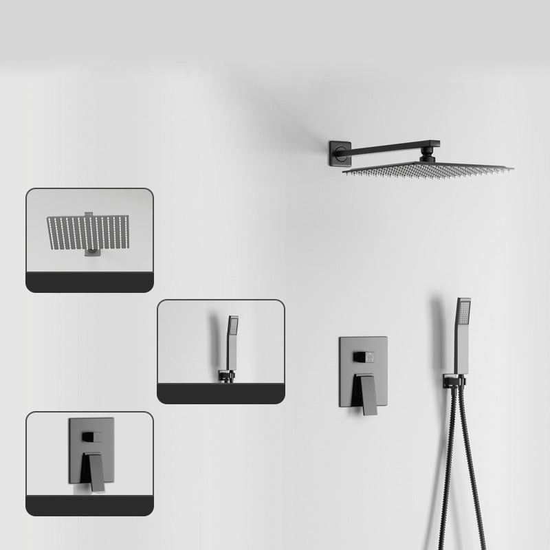 Modern Pressure Balanced Diverter Valve Shower Faucet Metal Shower System on Wall Black 2 Clearhalo 'Bathroom Remodel & Bathroom Fixtures' 'Home Improvement' 'home_improvement' 'home_improvement_shower_faucets' 'Shower Faucets & Systems' 'shower_faucets' 'Showers & Bathtubs Plumbing' 'Showers & Bathtubs' 6399433