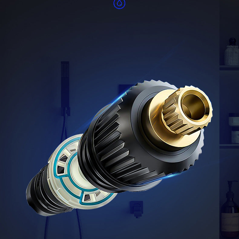 Modern Pressure Balanced Diverter Valve Shower Faucet Metal Shower System on Wall Clearhalo 'Bathroom Remodel & Bathroom Fixtures' 'Home Improvement' 'home_improvement' 'home_improvement_shower_faucets' 'Shower Faucets & Systems' 'shower_faucets' 'Showers & Bathtubs Plumbing' 'Showers & Bathtubs' 6399436