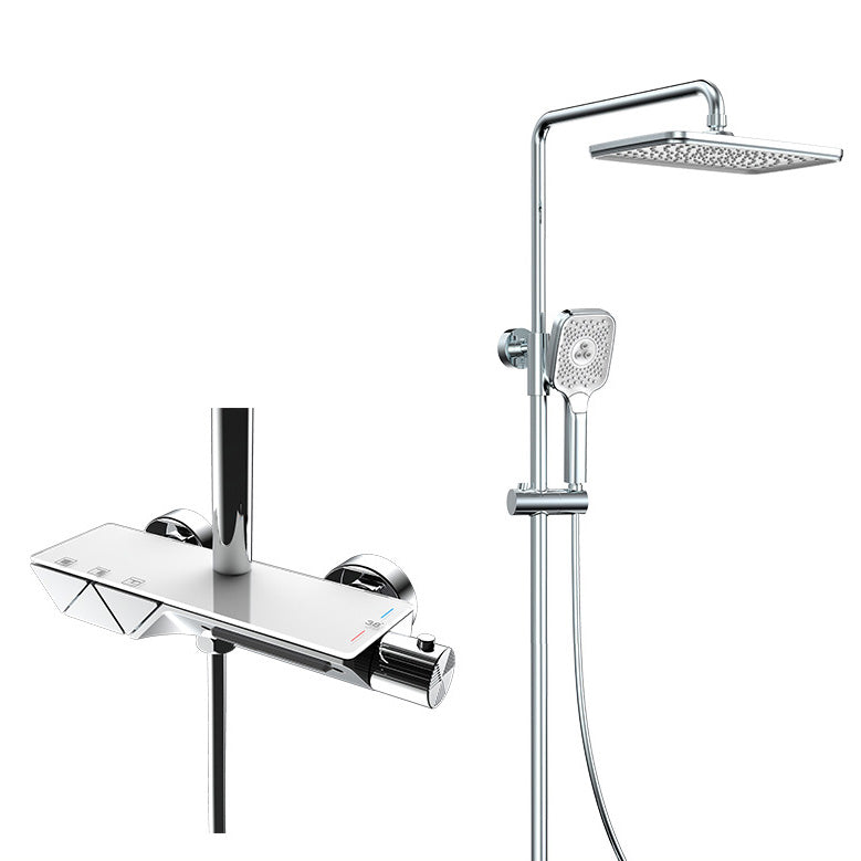 Wall Mounted Modern Square Metal Shower Adjustable Shower Head Shower Faucet Clearhalo 'Bathroom Remodel & Bathroom Fixtures' 'Home Improvement' 'home_improvement' 'home_improvement_shower_faucets' 'Shower Faucets & Systems' 'shower_faucets' 'Showers & Bathtubs Plumbing' 'Showers & Bathtubs' 6399448