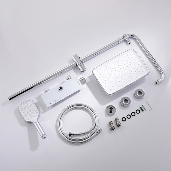 Wall Mounted Modern Square Metal Shower Adjustable Shower Head Shower Faucet Clearhalo 'Bathroom Remodel & Bathroom Fixtures' 'Home Improvement' 'home_improvement' 'home_improvement_shower_faucets' 'Shower Faucets & Systems' 'shower_faucets' 'Showers & Bathtubs Plumbing' 'Showers & Bathtubs' 6399457