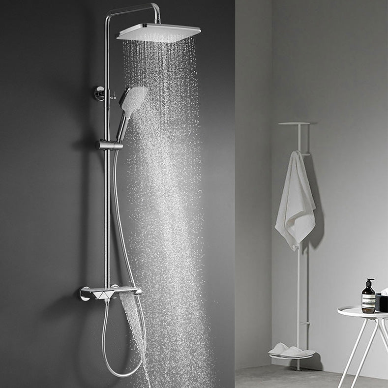 Wall Mounted Modern Square Metal Shower Adjustable Shower Head Shower Faucet Clearhalo 'Bathroom Remodel & Bathroom Fixtures' 'Home Improvement' 'home_improvement' 'home_improvement_shower_faucets' 'Shower Faucets & Systems' 'shower_faucets' 'Showers & Bathtubs Plumbing' 'Showers & Bathtubs' 6399461