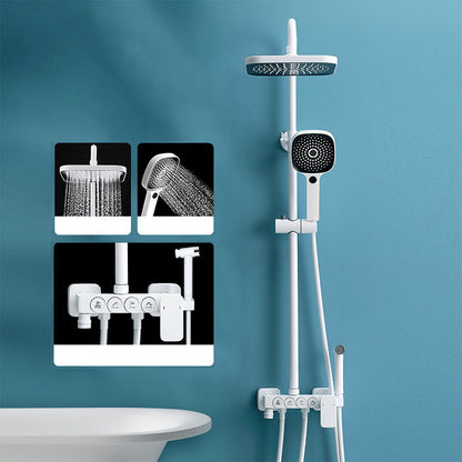 Adjustable Spray Pattern Shower Combo Metal Arm Shower Faucet Arm Shower Head Square Temperature Control Digital Display Not Included Clearhalo 'Bathroom Remodel & Bathroom Fixtures' 'Home Improvement' 'home_improvement' 'home_improvement_shower_faucets' 'Shower Faucets & Systems' 'shower_faucets' 'Showers & Bathtubs Plumbing' 'Showers & Bathtubs' 6399492