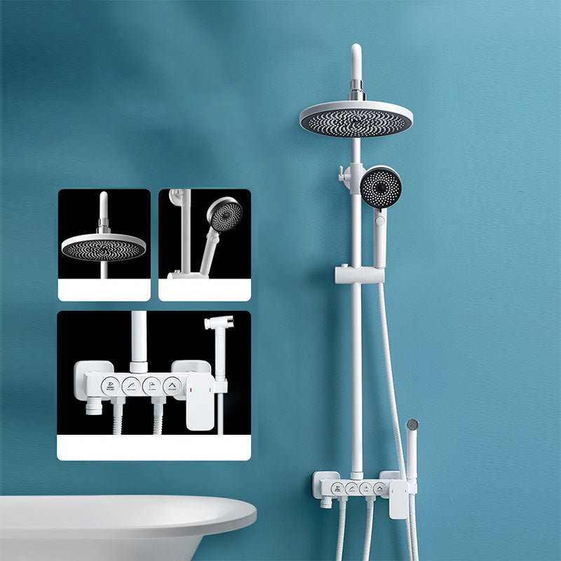 Adjustable Spray Pattern Shower Combo Metal Arm Shower Faucet Arm Shower Head Round Temperature Control Digital Display Not Included Clearhalo 'Bathroom Remodel & Bathroom Fixtures' 'Home Improvement' 'home_improvement' 'home_improvement_shower_faucets' 'Shower Faucets & Systems' 'shower_faucets' 'Showers & Bathtubs Plumbing' 'Showers & Bathtubs' 6399495