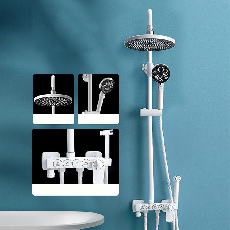 Adjustable Spray Pattern Shower Combo Metal Arm Shower Faucet Arm Shower Head Round Thermostatic Digital Display Not Included Clearhalo 'Bathroom Remodel & Bathroom Fixtures' 'Home Improvement' 'home_improvement' 'home_improvement_shower_faucets' 'Shower Faucets & Systems' 'shower_faucets' 'Showers & Bathtubs Plumbing' 'Showers & Bathtubs' 6399498
