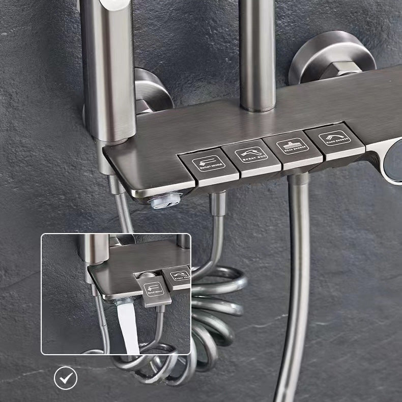 Wall Mounted Shower Arm Shower Faucet Pressure Balanced Diverter Valve Shower System Clearhalo 'Bathroom Remodel & Bathroom Fixtures' 'Home Improvement' 'home_improvement' 'home_improvement_shower_faucets' 'Shower Faucets & Systems' 'shower_faucets' 'Showers & Bathtubs Plumbing' 'Showers & Bathtubs' 6399524