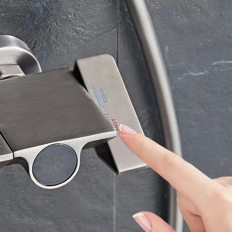 Wall Mounted Shower Arm Shower Faucet Pressure Balanced Diverter Valve Shower System Clearhalo 'Bathroom Remodel & Bathroom Fixtures' 'Home Improvement' 'home_improvement' 'home_improvement_shower_faucets' 'Shower Faucets & Systems' 'shower_faucets' 'Showers & Bathtubs Plumbing' 'Showers & Bathtubs' 6399526