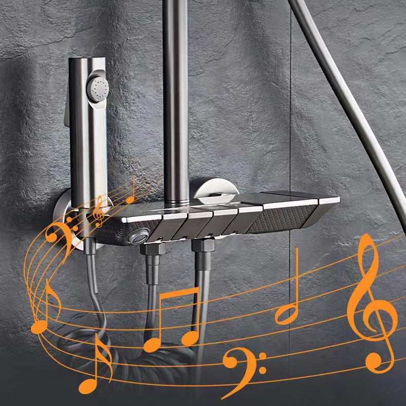 Wall Mounted Shower Arm Shower Faucet Pressure Balanced Diverter Valve Shower System Clearhalo 'Bathroom Remodel & Bathroom Fixtures' 'Home Improvement' 'home_improvement' 'home_improvement_shower_faucets' 'Shower Faucets & Systems' 'shower_faucets' 'Showers & Bathtubs Plumbing' 'Showers & Bathtubs' 6399529