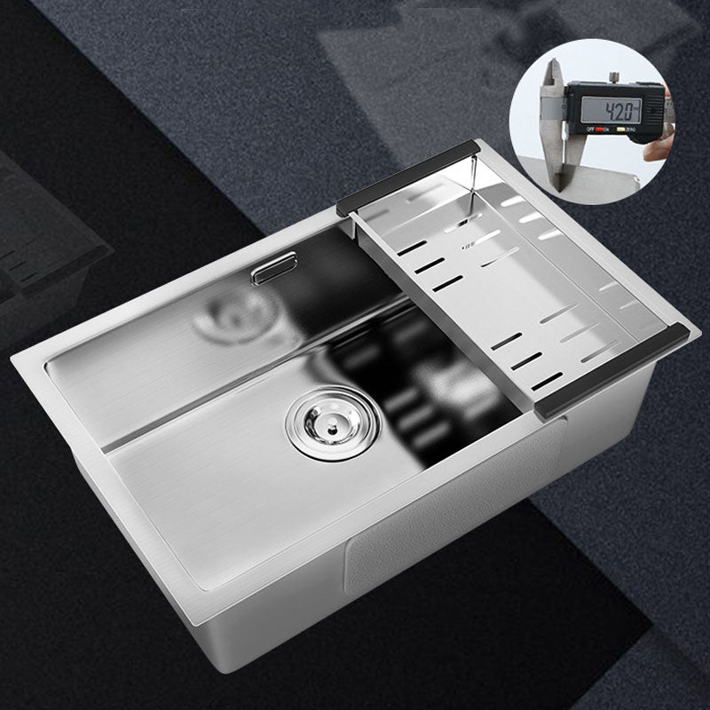 Modern Kitchen Bar Sink Stainless Steel with Drain Strainer Kit and Soap Dispenser Sink Clearhalo 'Home Improvement' 'home_improvement' 'home_improvement_kitchen_sinks' 'Kitchen Remodel & Kitchen Fixtures' 'Kitchen Sinks & Faucet Components' 'Kitchen Sinks' 'kitchen_sinks' 6399542