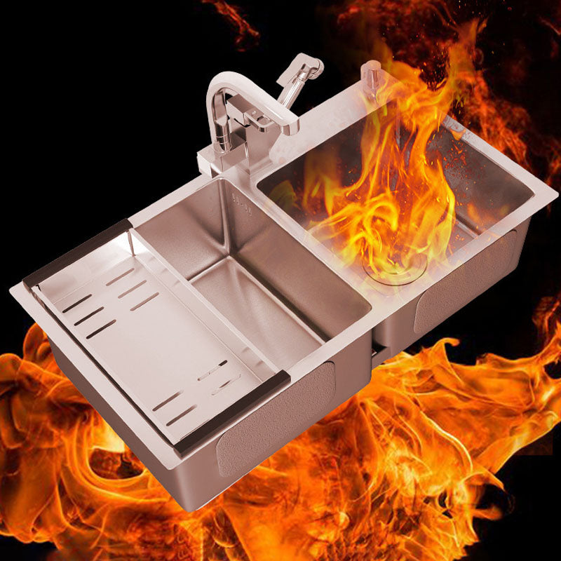 Modern Kitchen Bar Sink Stainless Steel with Drain Strainer Kit and Soap Dispenser Sink Clearhalo 'Home Improvement' 'home_improvement' 'home_improvement_kitchen_sinks' 'Kitchen Remodel & Kitchen Fixtures' 'Kitchen Sinks & Faucet Components' 'Kitchen Sinks' 'kitchen_sinks' 6399545