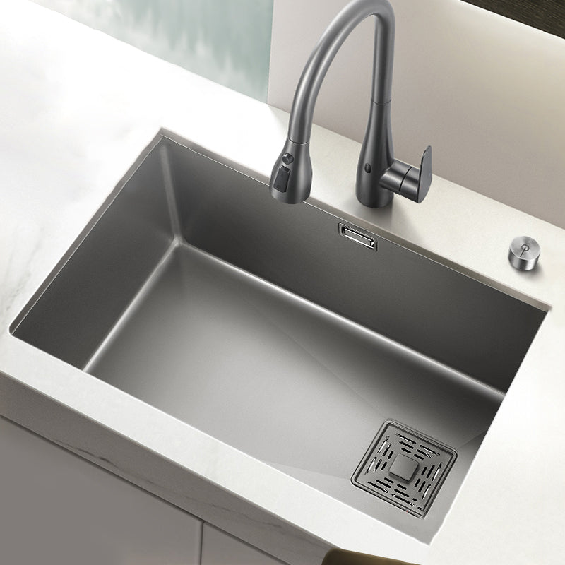 Modern Style Kitchen Sink Stainless Steel 1 Holes Kitchen Sink with Soap Dispenser Clearhalo 'Home Improvement' 'home_improvement' 'home_improvement_kitchen_sinks' 'Kitchen Remodel & Kitchen Fixtures' 'Kitchen Sinks & Faucet Components' 'Kitchen Sinks' 'kitchen_sinks' 6399560