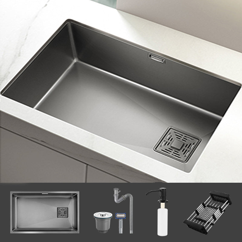 Modern Style Kitchen Sink Stainless Steel 1 Holes Kitchen Sink with Soap Dispenser Sink Only None Clearhalo 'Home Improvement' 'home_improvement' 'home_improvement_kitchen_sinks' 'Kitchen Remodel & Kitchen Fixtures' 'Kitchen Sinks & Faucet Components' 'Kitchen Sinks' 'kitchen_sinks' 6399564
