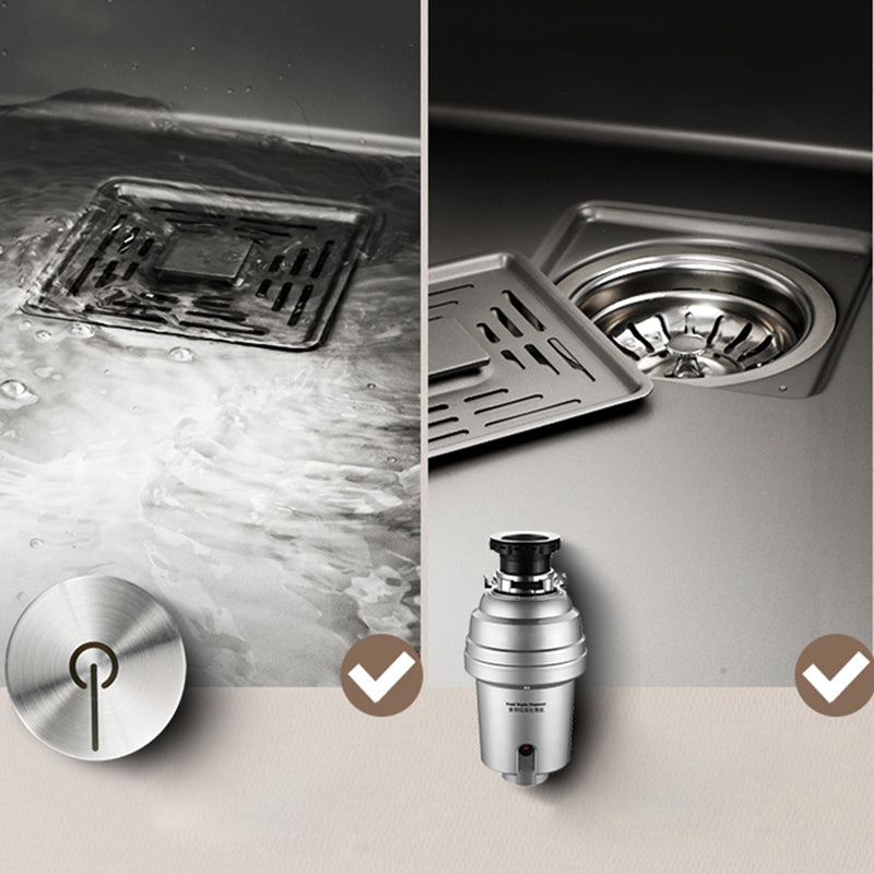 Modern Style Kitchen Sink Stainless Steel 1 Holes Kitchen Sink with Soap Dispenser Clearhalo 'Home Improvement' 'home_improvement' 'home_improvement_kitchen_sinks' 'Kitchen Remodel & Kitchen Fixtures' 'Kitchen Sinks & Faucet Components' 'Kitchen Sinks' 'kitchen_sinks' 6399566