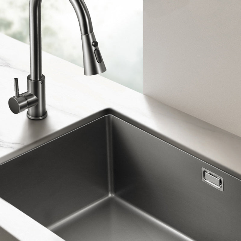 Modern Style Kitchen Sink Stainless Steel 1 Holes Kitchen Sink with Soap Dispenser Clearhalo 'Home Improvement' 'home_improvement' 'home_improvement_kitchen_sinks' 'Kitchen Remodel & Kitchen Fixtures' 'Kitchen Sinks & Faucet Components' 'Kitchen Sinks' 'kitchen_sinks' 6399575