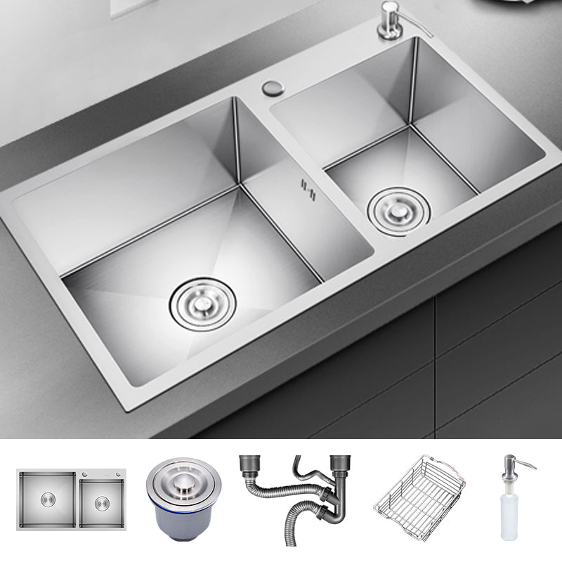 Classic Kitchen Sink Stainless Steel Kitchen Sink with Soap Dispenser Sink Only None Clearhalo 'Home Improvement' 'home_improvement' 'home_improvement_kitchen_sinks' 'Kitchen Remodel & Kitchen Fixtures' 'Kitchen Sinks & Faucet Components' 'Kitchen Sinks' 'kitchen_sinks' 6399624