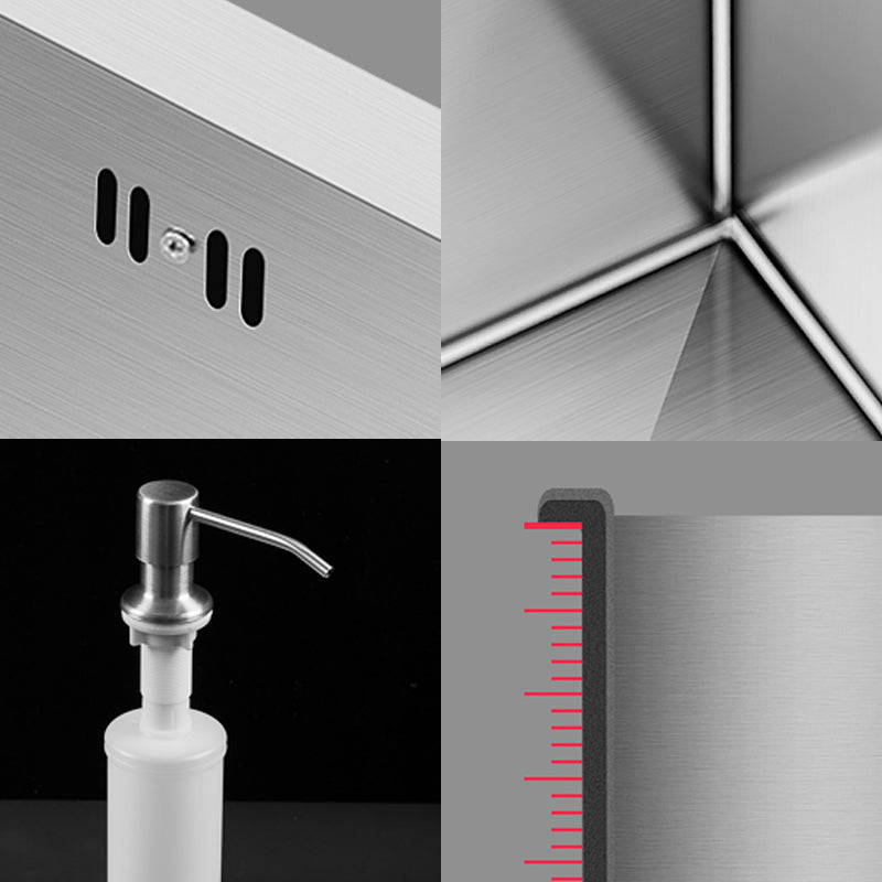 Classic Kitchen Sink Stainless Steel Kitchen Sink with Soap Dispenser Clearhalo 'Home Improvement' 'home_improvement' 'home_improvement_kitchen_sinks' 'Kitchen Remodel & Kitchen Fixtures' 'Kitchen Sinks & Faucet Components' 'Kitchen Sinks' 'kitchen_sinks' 6399636