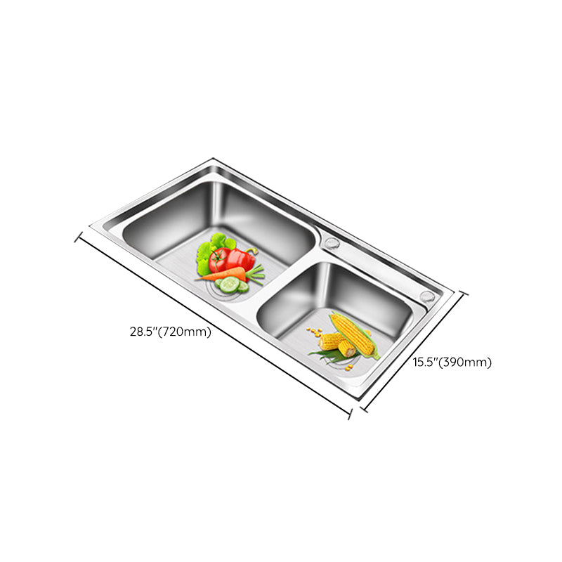 Modern Style Kitchen Sink Stainless Steel 2 Holes Drop-In Kitchen Sink Clearhalo 'Home Improvement' 'home_improvement' 'home_improvement_kitchen_sinks' 'Kitchen Remodel & Kitchen Fixtures' 'Kitchen Sinks & Faucet Components' 'Kitchen Sinks' 'kitchen_sinks' 6399666