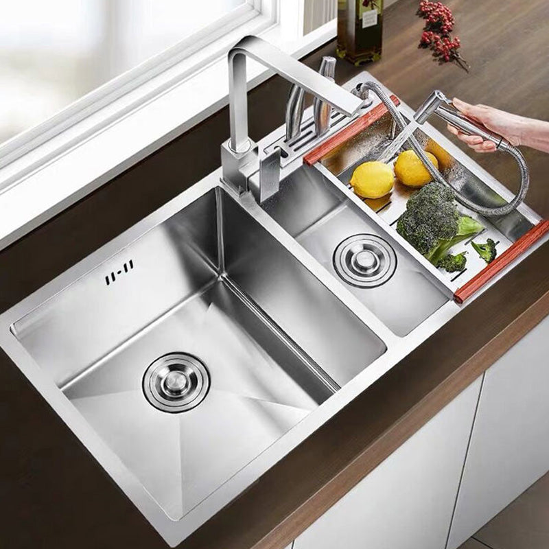 Modern Style Kitchen Sink Stainless Steel Dirt Resistant Kitchen Sink Clearhalo 'Home Improvement' 'home_improvement' 'home_improvement_kitchen_sinks' 'Kitchen Remodel & Kitchen Fixtures' 'Kitchen Sinks & Faucet Components' 'Kitchen Sinks' 'kitchen_sinks' 6399693