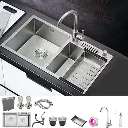 Modern Style Kitchen Sink Stainless Steel Dirt Resistant Kitchen Sink 28"L x 16"W x 8"H Sink with Faucet Round Faucet