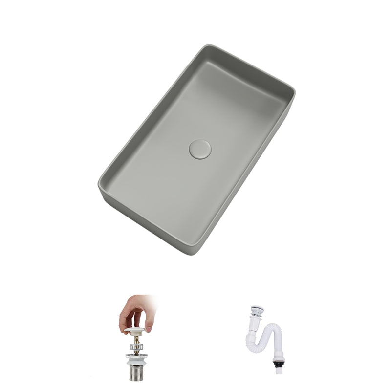 Contemporary Bathroom Sink Porcelain Rectangular Vessel Bathroom Sink 19"L x 13"W x 5"H Grey Sink Clearhalo 'Bathroom Remodel & Bathroom Fixtures' 'Bathroom Sinks & Faucet Components' 'Bathroom Sinks' 'bathroom_sink' 'Home Improvement' 'home_improvement' 'home_improvement_bathroom_sink' 6399742