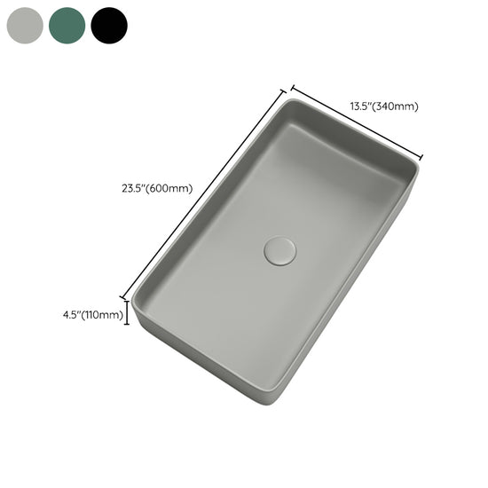 Contemporary Bathroom Sink Porcelain Rectangular Vessel Bathroom Sink - Clearhalo