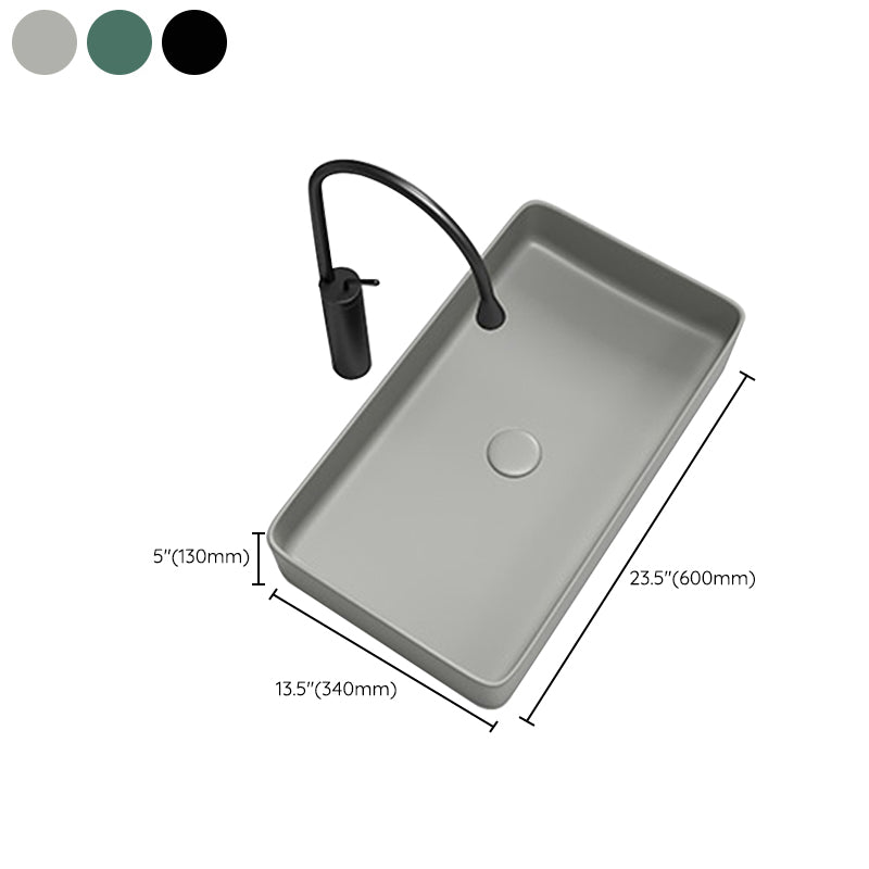 Contemporary Bathroom Sink Porcelain Rectangular Vessel Bathroom Sink Clearhalo 'Bathroom Remodel & Bathroom Fixtures' 'Bathroom Sinks & Faucet Components' 'Bathroom Sinks' 'bathroom_sink' 'Home Improvement' 'home_improvement' 'home_improvement_bathroom_sink' 6399775