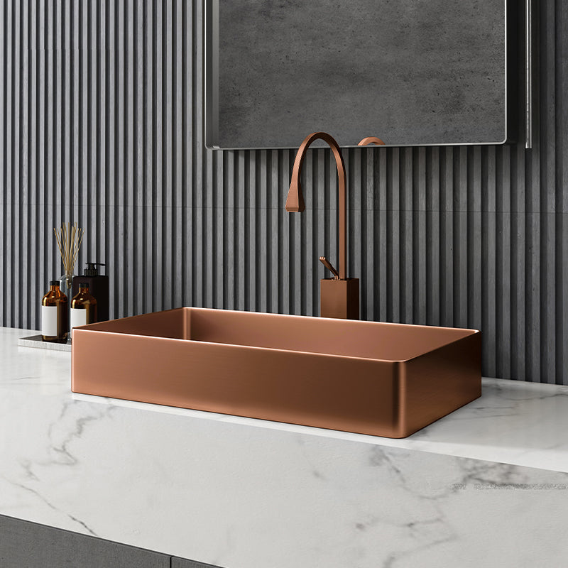 Modern Wash Stand Metal Rectangular with Drain Assembly and Faucet Vessel Bathroom Sink Clearhalo 'Bathroom Remodel & Bathroom Fixtures' 'Bathroom Sinks & Faucet Components' 'Bathroom Sinks' 'bathroom_sink' 'Home Improvement' 'home_improvement' 'home_improvement_bathroom_sink' 6399819