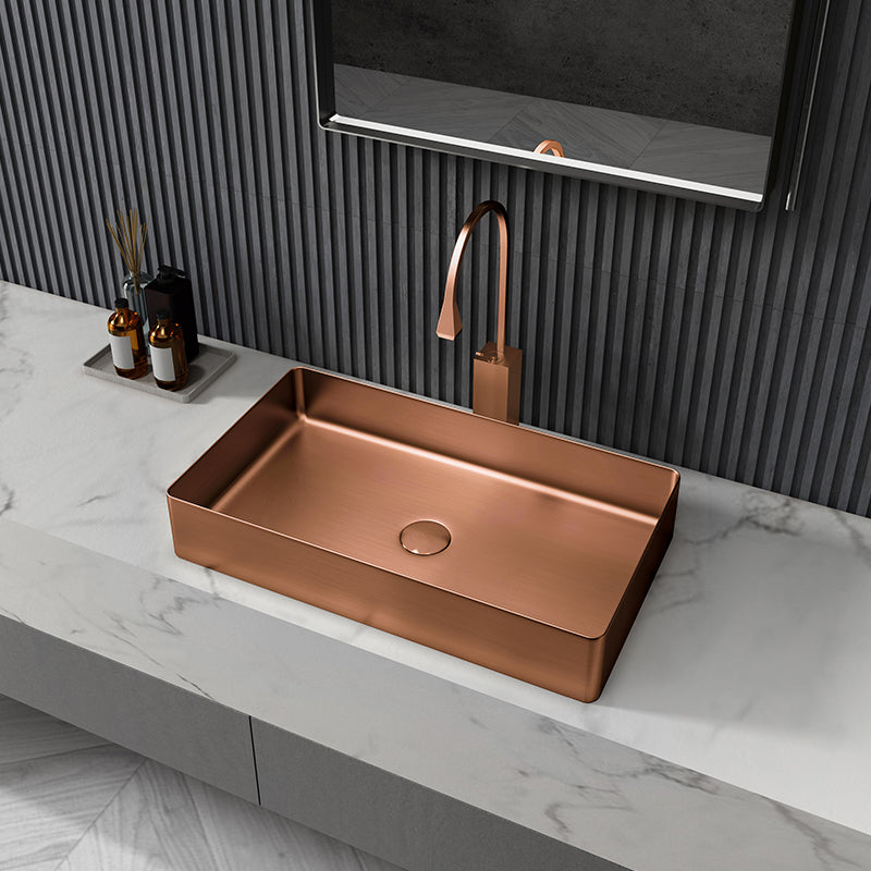 Modern Wash Stand Metal Rectangular with Drain Assembly and Faucet Vessel Bathroom Sink Clearhalo 'Bathroom Remodel & Bathroom Fixtures' 'Bathroom Sinks & Faucet Components' 'Bathroom Sinks' 'bathroom_sink' 'Home Improvement' 'home_improvement' 'home_improvement_bathroom_sink' 6399820