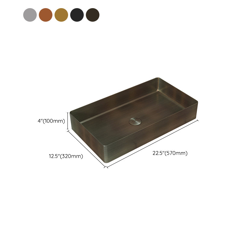 Modern Wash Stand Metal Rectangular with Drain Assembly and Faucet Vessel Bathroom Sink Clearhalo 'Bathroom Remodel & Bathroom Fixtures' 'Bathroom Sinks & Faucet Components' 'Bathroom Sinks' 'bathroom_sink' 'Home Improvement' 'home_improvement' 'home_improvement_bathroom_sink' 6399849