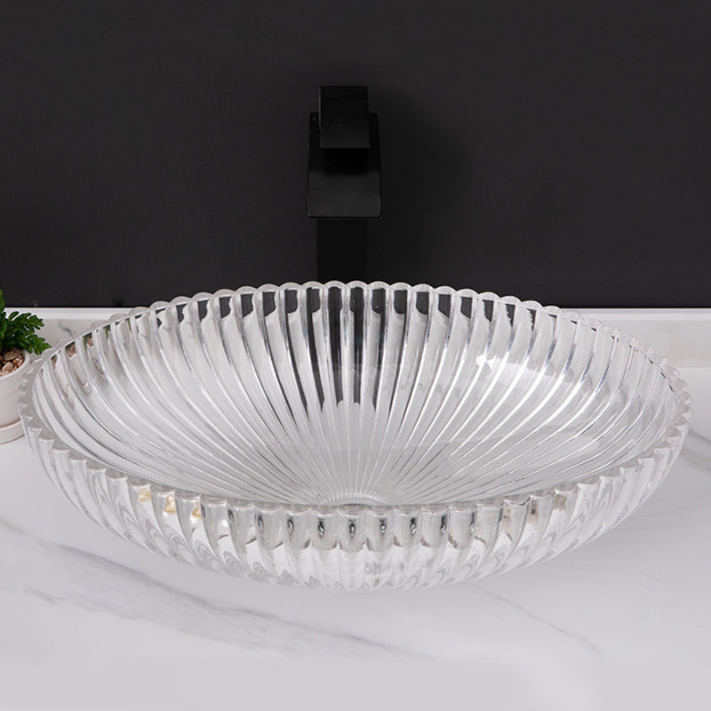 Glass No Craftsmanship Trough Bathroom Sink Modern Bathroom Sink with Basin Clearhalo 'Bathroom Remodel & Bathroom Fixtures' 'Bathroom Sinks & Faucet Components' 'Bathroom Sinks' 'bathroom_sink' 'Home Improvement' 'home_improvement' 'home_improvement_bathroom_sink' 6399856