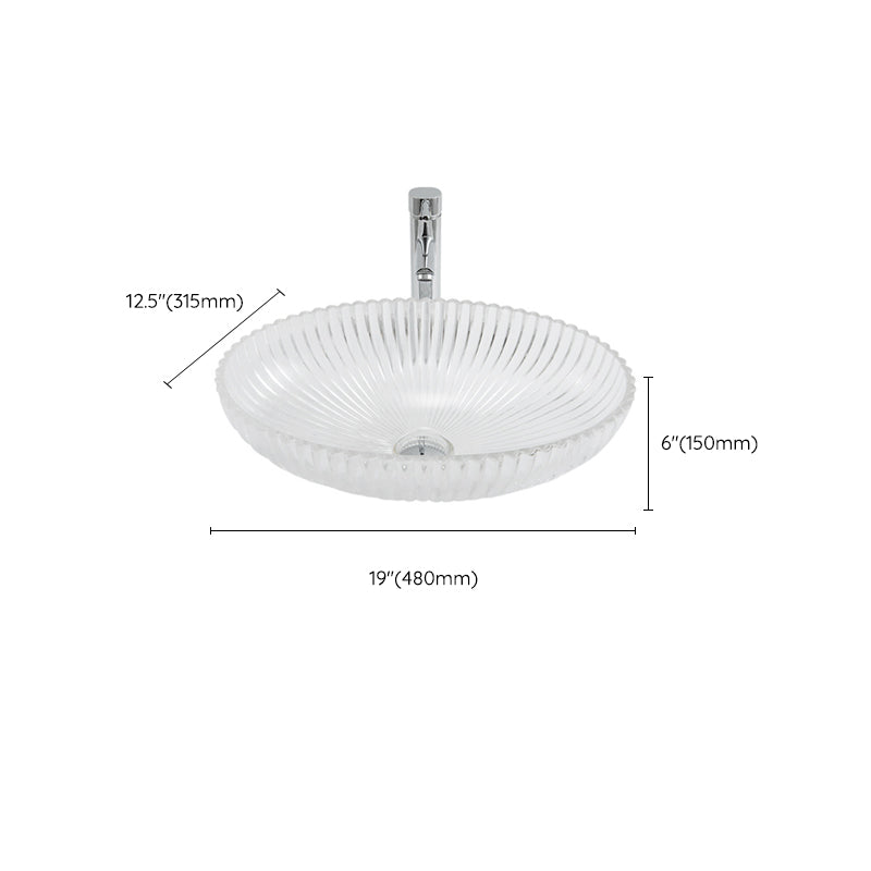 Glass No Craftsmanship Trough Bathroom Sink Modern Bathroom Sink with Basin Clearhalo 'Bathroom Remodel & Bathroom Fixtures' 'Bathroom Sinks & Faucet Components' 'Bathroom Sinks' 'bathroom_sink' 'Home Improvement' 'home_improvement' 'home_improvement_bathroom_sink' 6399861