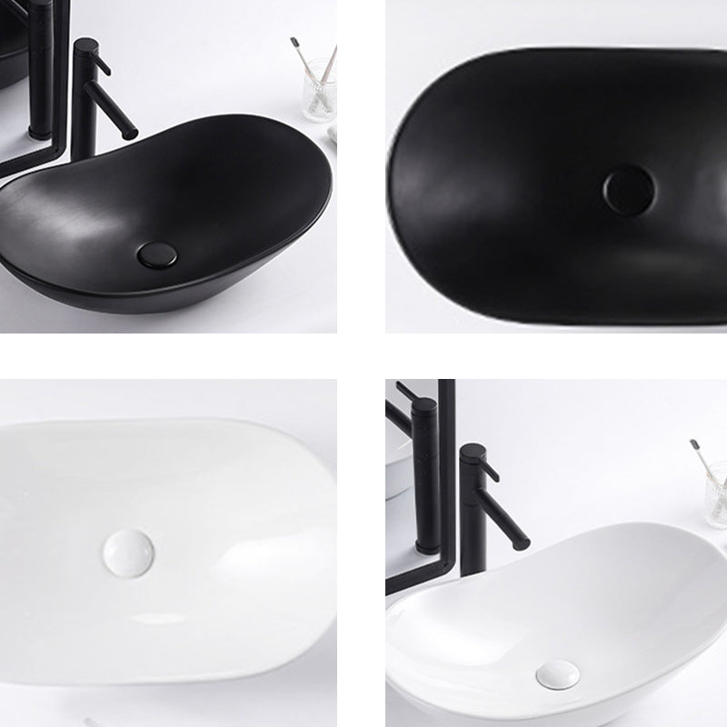 Modern Bathroom Sink Oval Bathroom Sink Overflow with Basin and Faucet Clearhalo 'Bathroom Remodel & Bathroom Fixtures' 'Bathroom Sinks & Faucet Components' 'Bathroom Sinks' 'bathroom_sink' 'Home Improvement' 'home_improvement' 'home_improvement_bathroom_sink' 6399872