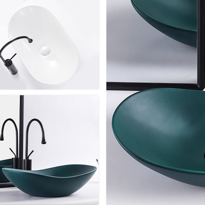 Modern Bathroom Sink Oval Bathroom Sink Overflow with Basin and Faucet Clearhalo 'Bathroom Remodel & Bathroom Fixtures' 'Bathroom Sinks & Faucet Components' 'Bathroom Sinks' 'bathroom_sink' 'Home Improvement' 'home_improvement' 'home_improvement_bathroom_sink' 6399877