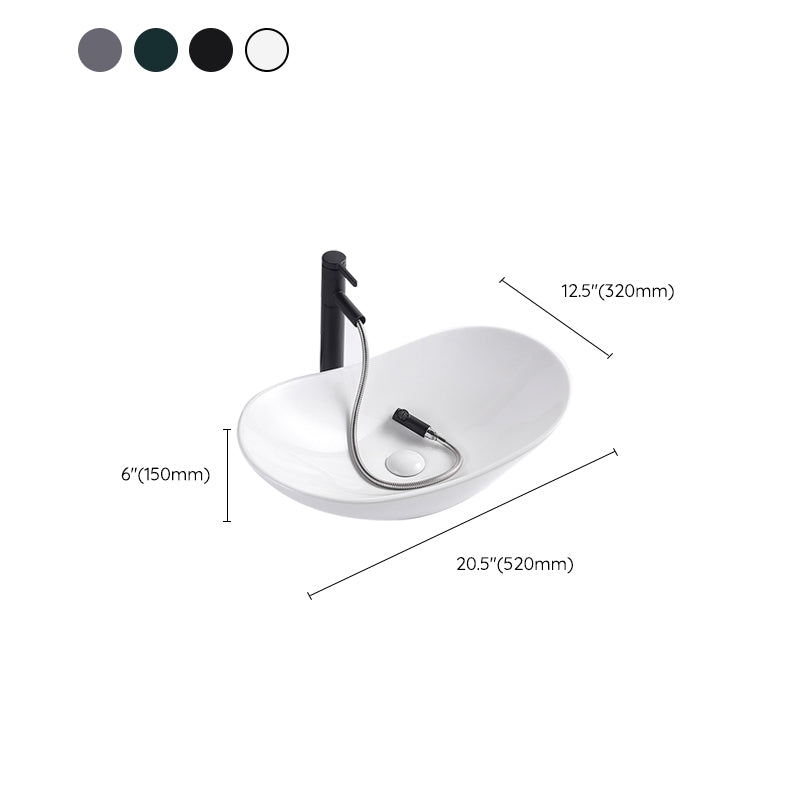 Modern Bathroom Sink Oval Bathroom Sink Overflow with Basin and Faucet Clearhalo 'Bathroom Remodel & Bathroom Fixtures' 'Bathroom Sinks & Faucet Components' 'Bathroom Sinks' 'bathroom_sink' 'Home Improvement' 'home_improvement' 'home_improvement_bathroom_sink' 6399898