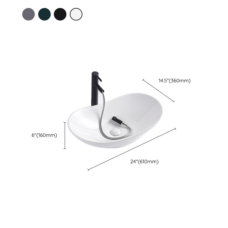 Modern Bathroom Sink Oval Bathroom Sink Overflow with Basin and Faucet Clearhalo 'Bathroom Remodel & Bathroom Fixtures' 'Bathroom Sinks & Faucet Components' 'Bathroom Sinks' 'bathroom_sink' 'Home Improvement' 'home_improvement' 'home_improvement_bathroom_sink' 6399901