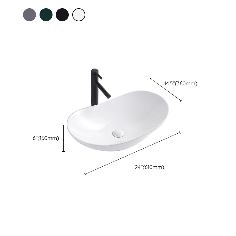 Modern Bathroom Sink Oval Bathroom Sink Overflow with Basin and Faucet Clearhalo 'Bathroom Remodel & Bathroom Fixtures' 'Bathroom Sinks & Faucet Components' 'Bathroom Sinks' 'bathroom_sink' 'Home Improvement' 'home_improvement' 'home_improvement_bathroom_sink' 6399902
