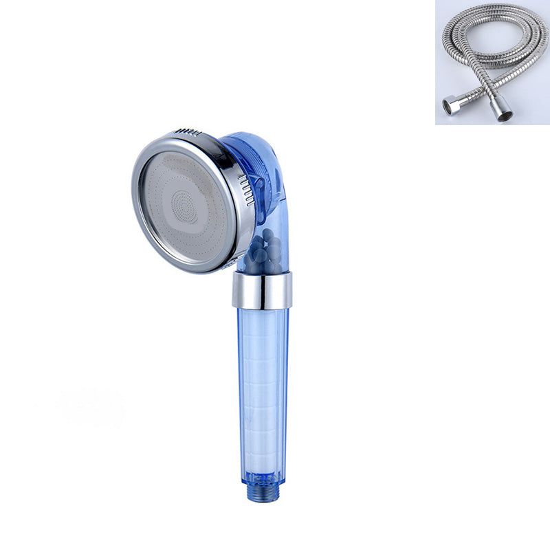Modern Style Shower Head Plastic Handheld Shower Head with Adjustable Water Flow Blue Elbow Outlet Shower Head with Hose Clearhalo 'Bathroom Remodel & Bathroom Fixtures' 'Home Improvement' 'home_improvement' 'home_improvement_shower_heads' 'Shower Heads' 'shower_heads' 'Showers & Bathtubs Plumbing' 'Showers & Bathtubs' 6399906