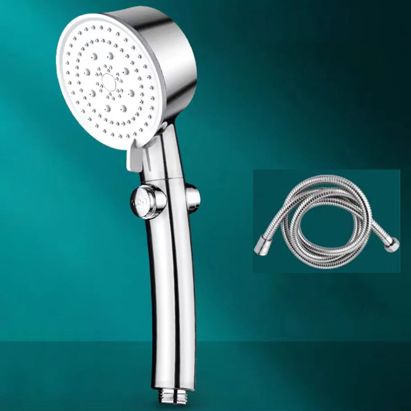 Wall-mounted Shower Head Modern Plastic Shower Head with Adjustable Spray Pattern Silver Shower Head with Hose Clearhalo 'Bathroom Remodel & Bathroom Fixtures' 'Home Improvement' 'home_improvement' 'home_improvement_shower_heads' 'Shower Heads' 'shower_heads' 'Showers & Bathtubs Plumbing' 'Showers & Bathtubs' 6399962