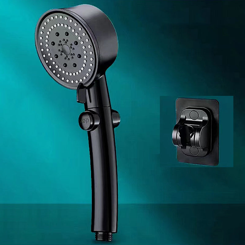 Wall-mounted Shower Head Modern Plastic Shower Head with Adjustable Spray Pattern Black Shower Head with Wall Pedestal Clearhalo 'Bathroom Remodel & Bathroom Fixtures' 'Home Improvement' 'home_improvement' 'home_improvement_shower_heads' 'Shower Heads' 'shower_heads' 'Showers & Bathtubs Plumbing' 'Showers & Bathtubs' 6399964