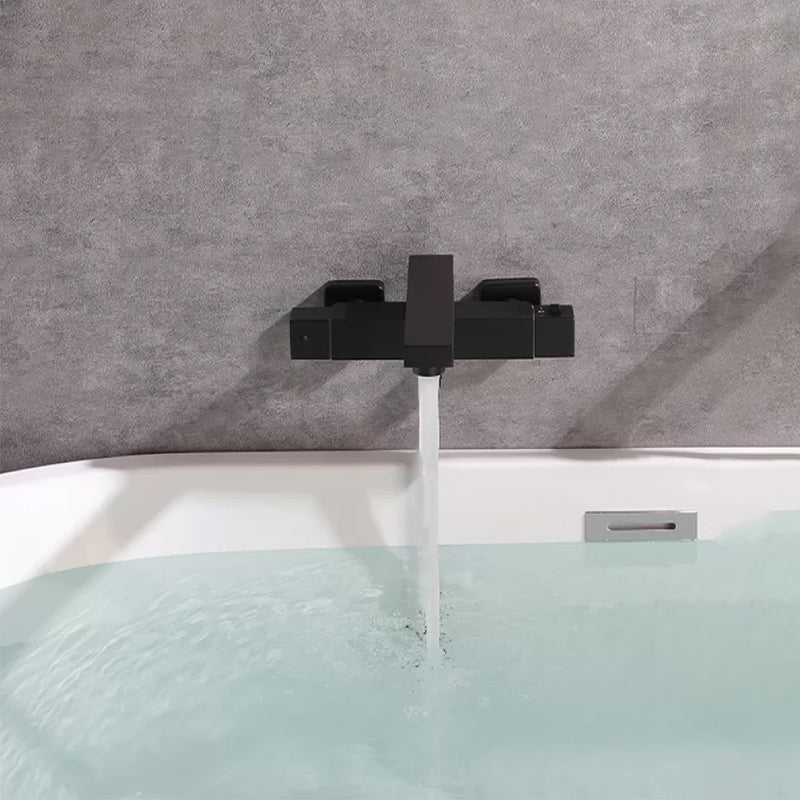 Wall Mounted Metal Freestanding Tub Filler Single Handle Freestanding Faucet Black Hand Shower Not Included Clearhalo 'Bathroom Remodel & Bathroom Fixtures' 'Bathtub Faucets' 'bathtub_faucets' 'Home Improvement' 'home_improvement' 'home_improvement_bathtub_faucets' 6400154