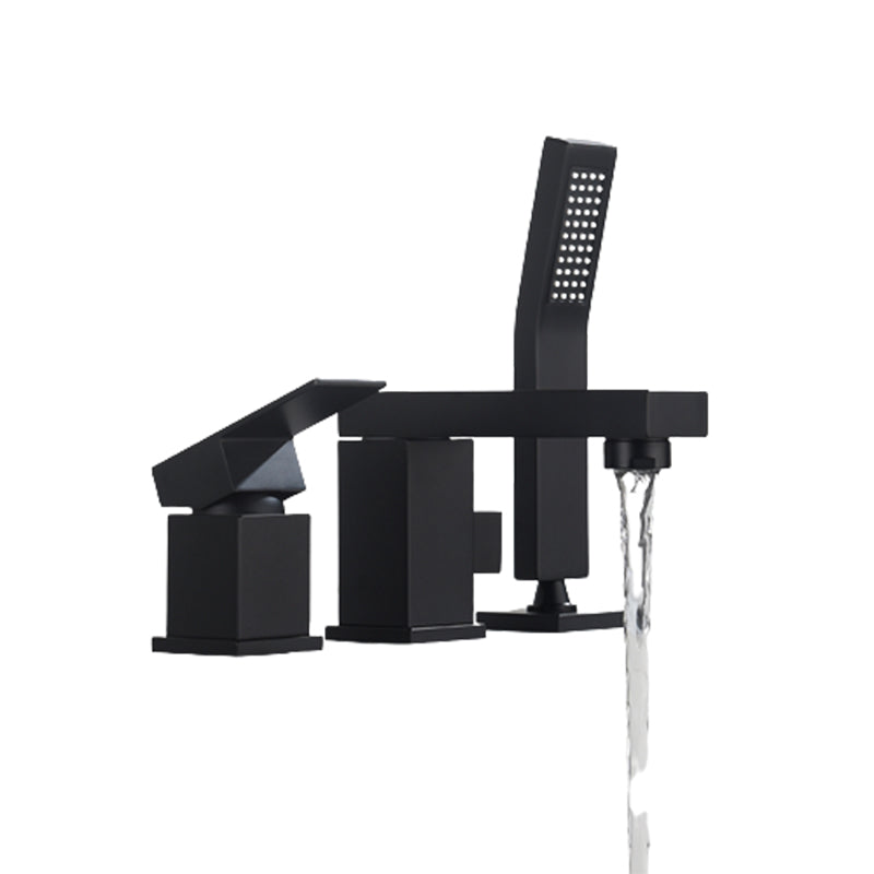 Deck Mounted Metal Freestanding Tub Filler Single Handle Freestanding Faucet Clearhalo 'Bathroom Remodel & Bathroom Fixtures' 'Bathtub Faucets' 'bathtub_faucets' 'Home Improvement' 'home_improvement' 'home_improvement_bathtub_faucets' 6400175