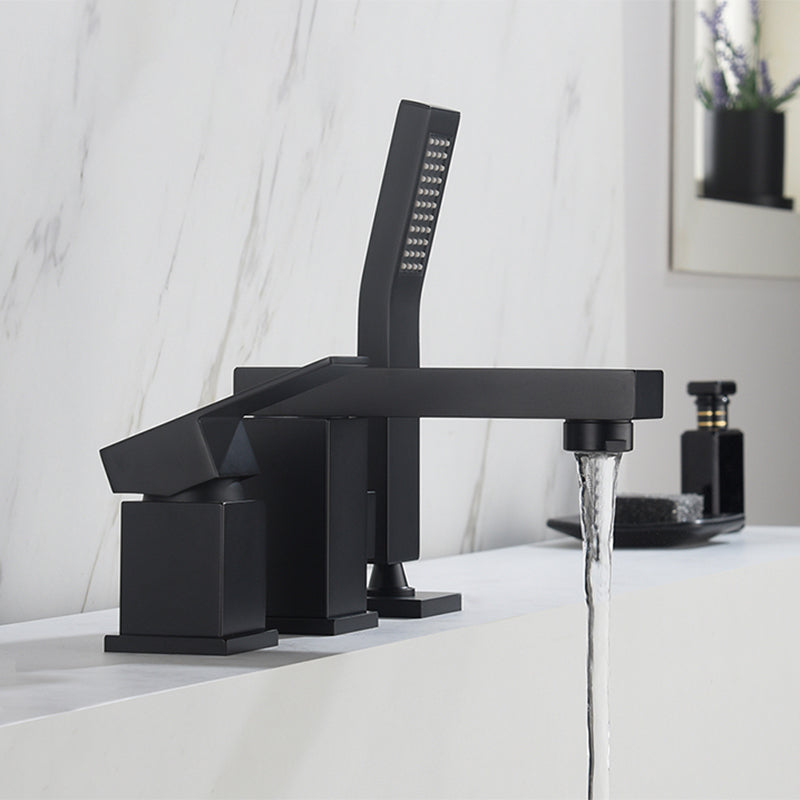 Deck Mounted Metal Freestanding Tub Filler Single Handle Freestanding Faucet Clearhalo 'Bathroom Remodel & Bathroom Fixtures' 'Bathtub Faucets' 'bathtub_faucets' 'Home Improvement' 'home_improvement' 'home_improvement_bathtub_faucets' 6400185