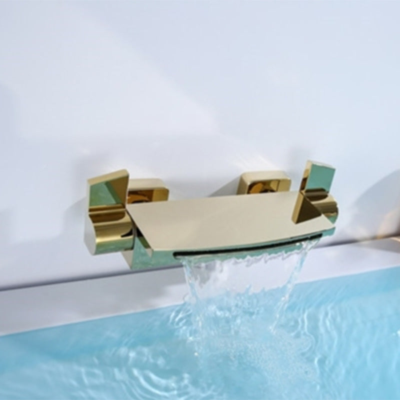 Modern Wall Mounted Metal Tub Filler Single Handle Tub Faucet Trim Gold Hand Shower Not Included Clearhalo 'Bathroom Remodel & Bathroom Fixtures' 'Bathtub Faucets' 'bathtub_faucets' 'Home Improvement' 'home_improvement' 'home_improvement_bathtub_faucets' 6400192