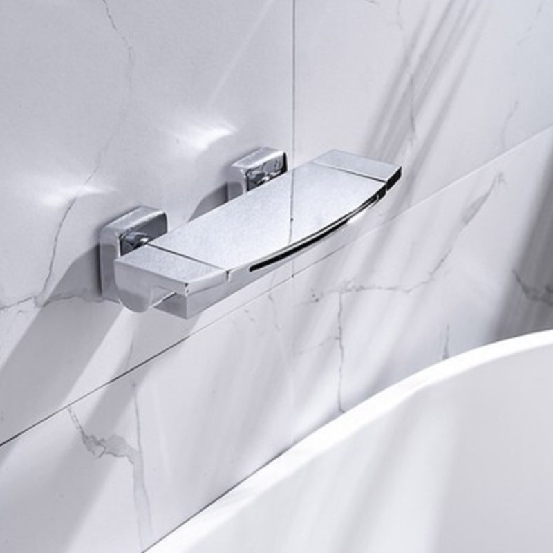 Wall Mounted Metal Tub Filler Low Arc Waterfall Double Handles Tub Faucet Trim Silver Hand Shower Not Included Clearhalo 'Bathroom Remodel & Bathroom Fixtures' 'Bathtub Faucets' 'bathtub_faucets' 'Home Improvement' 'home_improvement' 'home_improvement_bathtub_faucets' 6400299