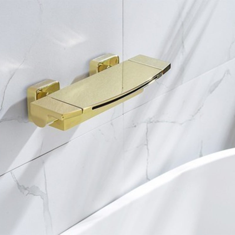 Wall Mounted Metal Tub Filler Low Arc Waterfall Double Handles Tub Faucet Trim Gold Hand Shower Not Included Clearhalo 'Bathroom Remodel & Bathroom Fixtures' 'Bathtub Faucets' 'bathtub_faucets' 'Home Improvement' 'home_improvement' 'home_improvement_bathtub_faucets' 6400300