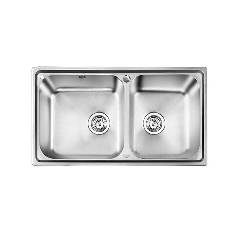 Classic Style Kitchen Sink Stainless Steel 1 Holes Kitchen Sink with Drain Strainer Kit Clearhalo 'Home Improvement' 'home_improvement' 'home_improvement_kitchen_sinks' 'Kitchen Remodel & Kitchen Fixtures' 'Kitchen Sinks & Faucet Components' 'Kitchen Sinks' 'kitchen_sinks' 6400717