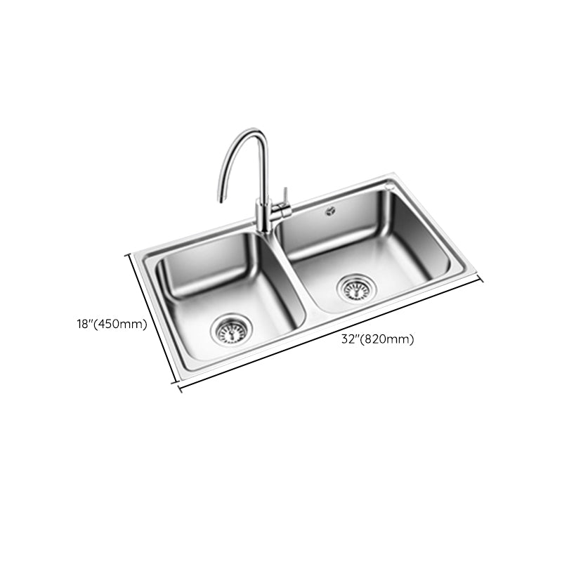 Classic Style Kitchen Sink Stainless Steel 1 Holes Kitchen Sink with Drain Strainer Kit Clearhalo 'Home Improvement' 'home_improvement' 'home_improvement_kitchen_sinks' 'Kitchen Remodel & Kitchen Fixtures' 'Kitchen Sinks & Faucet Components' 'Kitchen Sinks' 'kitchen_sinks' 6400731